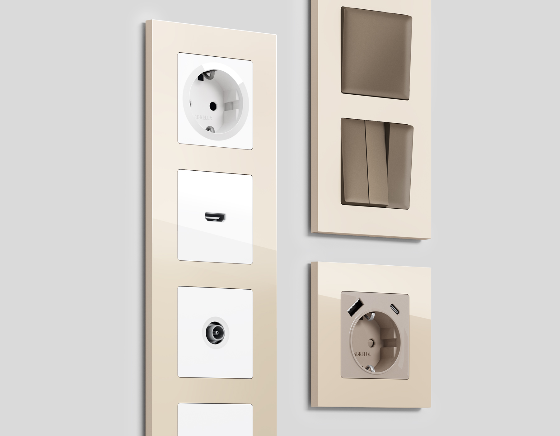 AF250301 Рамка ALFA Qubi (Бежевый глянец) 1-ая